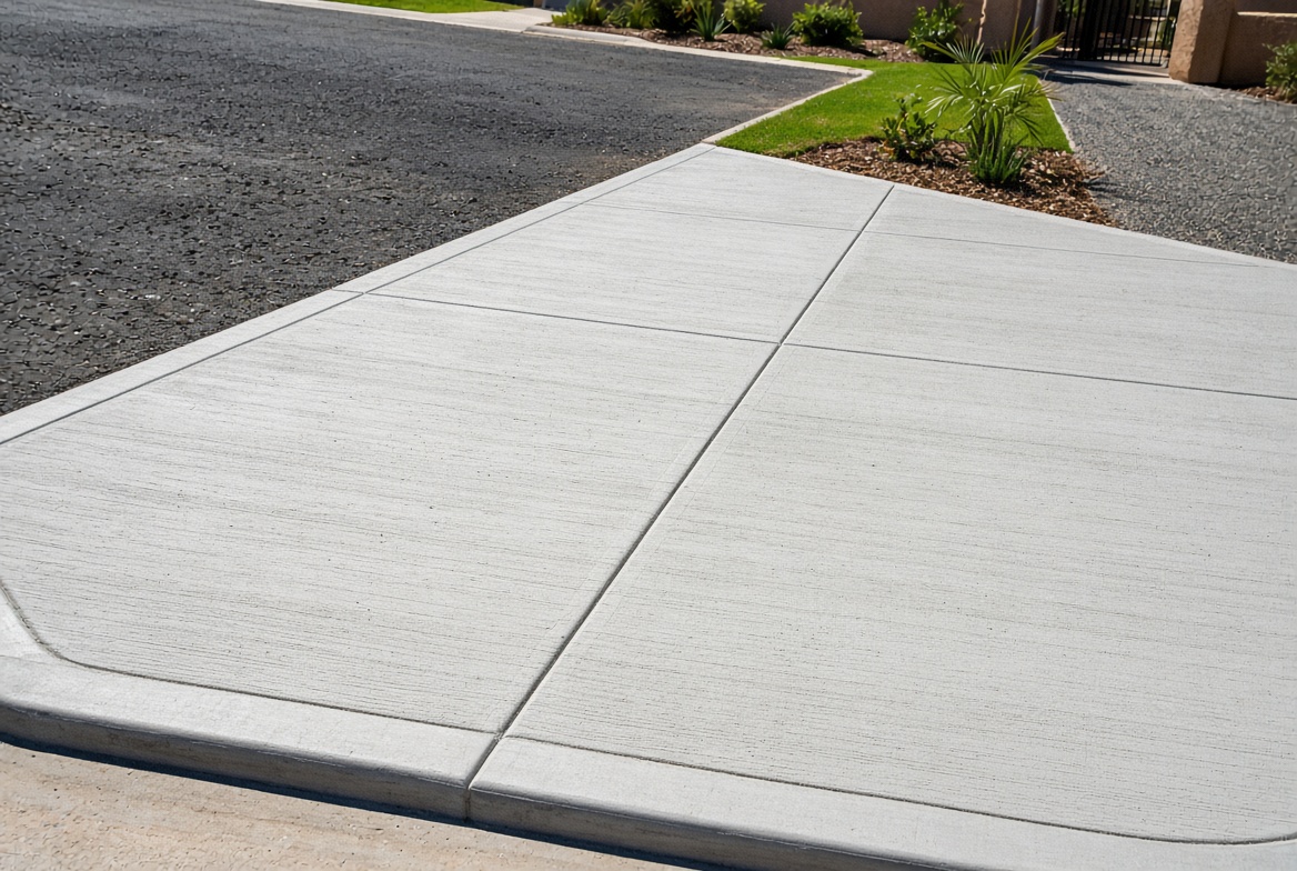 Concrete apron tying into asphalt